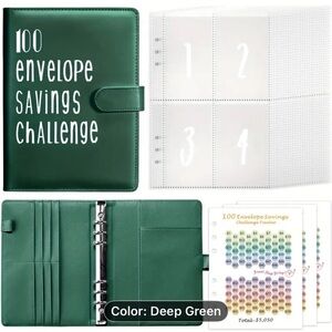 Green Envelope Savings Challenge Binder
